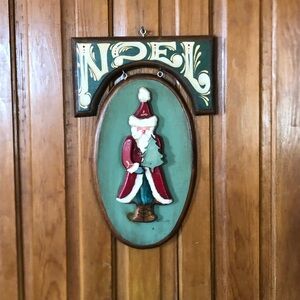 Vtg Handmade Santa Noel Wall Hanging